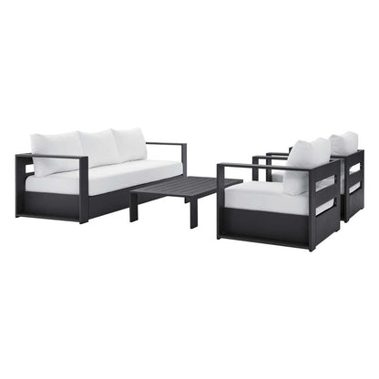 Modway - Tahoe Outdoor Patio Powder-Coated Aluminum 4-Piece Set - EEI-5749-GRY-WHI veiw 2