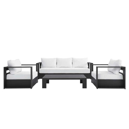 Modway - Tahoe Outdoor Patio Powder-Coated Aluminum 4-Piece Set - EEI-5749-GRY-WHI veiw 3