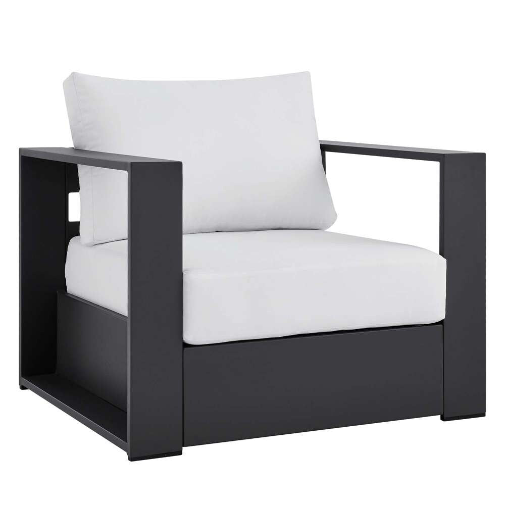 Modway - Tahoe Outdoor Patio Powder-Coated Aluminum Armchair - EEI-5675-GRY-WHI veiw 2