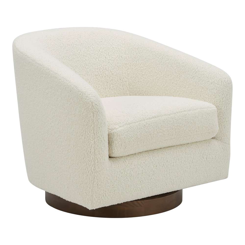 Moes Home - Oscy Swivel Chair Vegan Shearling White - KQ-1015-24 veiw 2