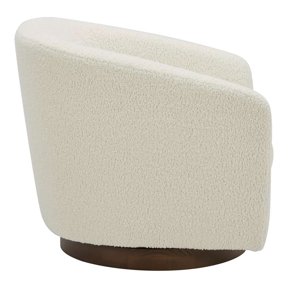 Moes Home - Oscy Swivel Chair Vegan Shearling White - KQ-1015-24 veiw 3
