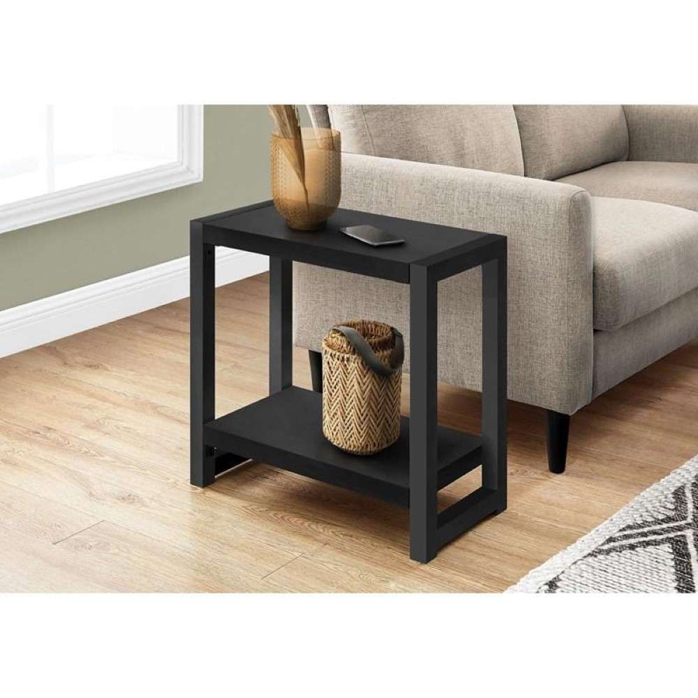 Monarch Specialties - Accent Table, Side, End, Narrow, Small, 2 Tier, Living Room, Bedroom, Metal, Laminate, Black, Contemporary, Modern - I-2081 veiw 3