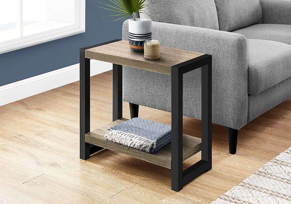 Monarch Specialties - Accent Table, Side, End, Narrow, Small, 2 Tier, Living Room, Bedroom, Metal, Laminate, Brown, Black, Contemporary, Modern - I-2083 veiw 3
