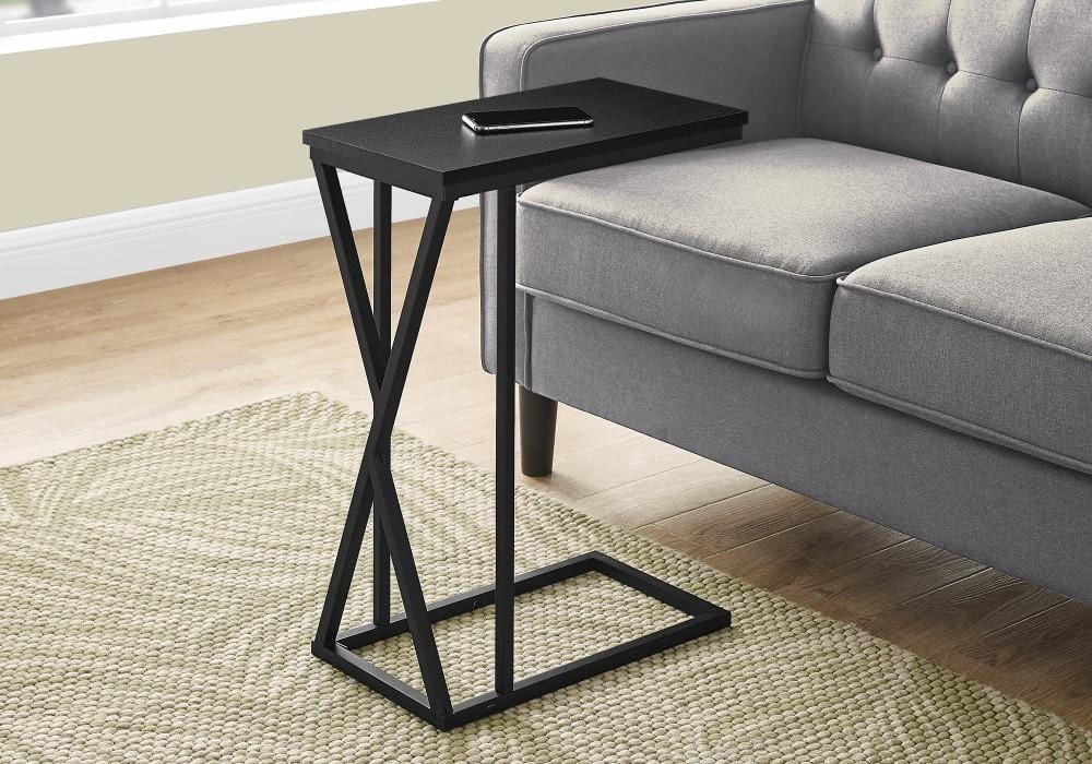 Monarch Specialties - Accent Table, C-Shaped, End, Side, Snack, Living Room, Bedroom, Metal, Laminate, Black, Contemporary, Modern - I-3247 veiw 2