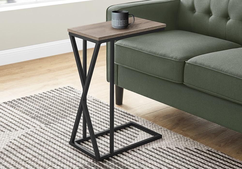 Monarch Specialties - Accent Table, C-Shaped, End, Side, Snack, Living Room, Bedroom, Metal, Laminate, Brown, Black, Contemporary, Modern - I-3249 veiw 2