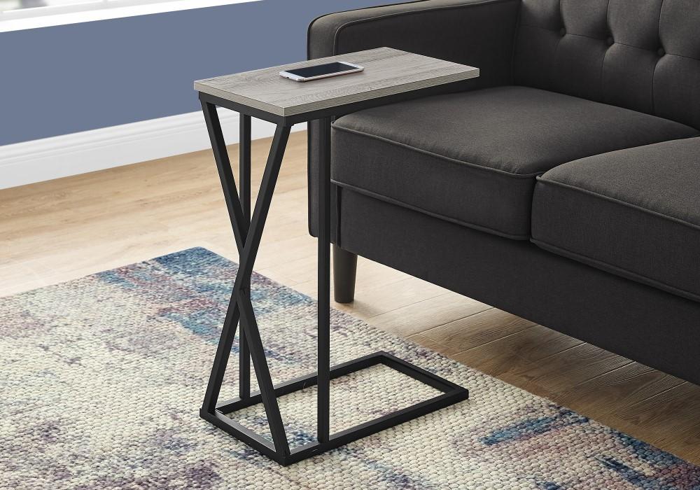 Monarch Specialties - Accent Table, C-Shaped, End, Side, Snack, Living Room, Bedroom, Metal, Laminate, Grey, Black, Contemporary, Modern - I-3248 veiw 2