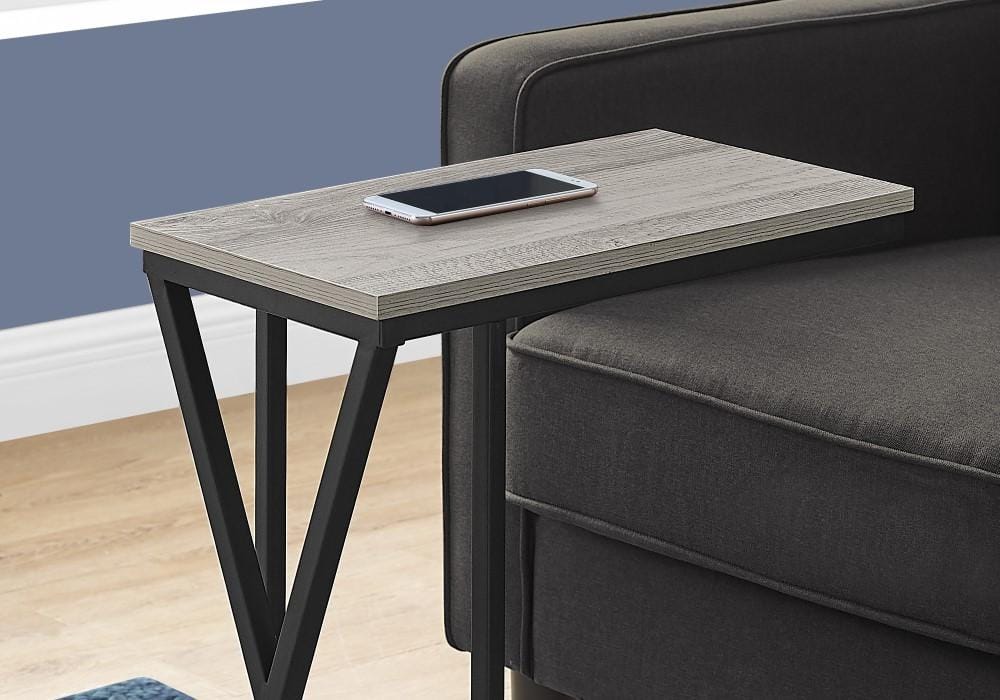 Monarch Specialties - Accent Table, C-Shaped, End, Side, Snack, Living Room, Bedroom, Metal, Laminate, Grey, Black, Contemporary, Modern - I-3248 veiw 3