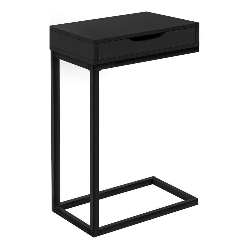 Monarch Specialties - Accent Table, C-Shaped, End, Side, Snack, Storage Drawer, Living Room, Bedroom, Metal, Laminate, Black, Contemporary, Modern - I-3600 veiw 1