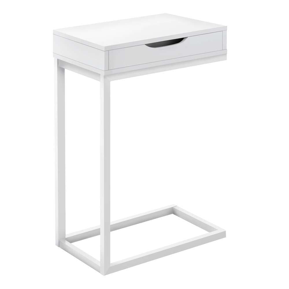 Monarch Specialties - Accent Table, C-Shaped, End, Side, Snack, Storage Drawer, Living Room, Bedroom, Metal, Laminate, White, Contemporary, Modern - I-3601 veiw 1