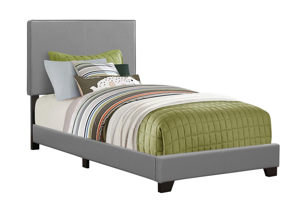 Monarch Specialties - Bed, Twin Size, Platform, Bedroom, Frame, Upholstered, Pu Leather Look, Wood Legs, Grey, Transitional - I-5912T veiw 2