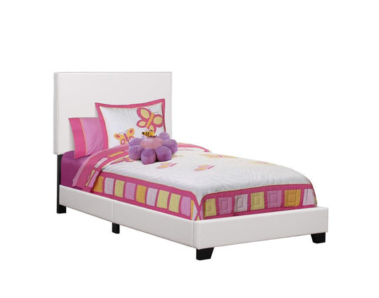 Monarch Specialties - Bed, Twin Size, Platform, Bedroom, Frame, Upholstered, Pu Leather Look, Wood Legs, White, Transitional - I-5911T veiw 2