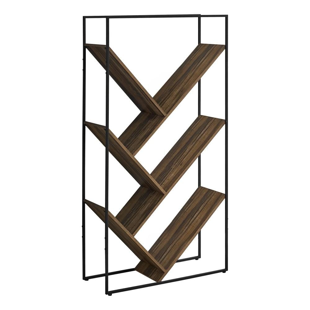 Monarch Specialties - Bookshelf, Bookcase, Etagere, 3 Tier, 60inH, Office, Bedroom, Metal, Laminate, Black, Brown, Contemporary, Modern - I-2202 veiw 1