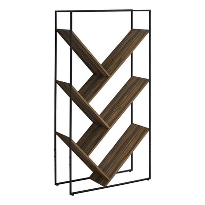 Monarch Specialties - Bookshelf, Bookcase, Etagere, 3 Tier, 60inH, Office, Bedroom, Metal, Laminate, Black, Brown, Contemporary, Modern - I-2202 veiw 1