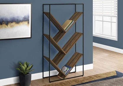 Monarch Specialties - Bookshelf, Bookcase, Etagere, 3 Tier, 60inH, Office, Bedroom, Metal, Laminate, Black, Brown, Contemporary, Modern - I-2202 veiw 2