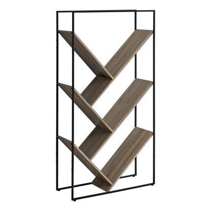 Monarch Specialties - Bookshelf, Bookcase, Etagere, 3 Tier, 60inH, Office, Bedroom, Metal, Laminate, Brown, Black, Contemporary, Modern - I-2201 veiw 1