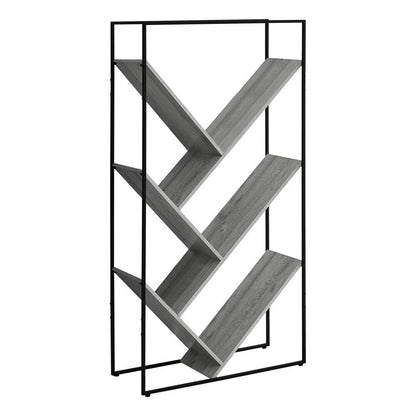 Monarch Specialties - Bookshelf, Bookcase, Etagere, 3 Tier, 60inH, Office, Bedroom, Metal, Laminate, Grey, Black, Contemporary, Modern - I-2200 veiw 1