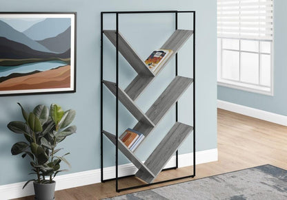 Monarch Specialties - Bookshelf, Bookcase, Etagere, 3 Tier, 60inH, Office, Bedroom, Metal, Laminate, Grey, Black, Contemporary, Modern - I-2200 veiw 2