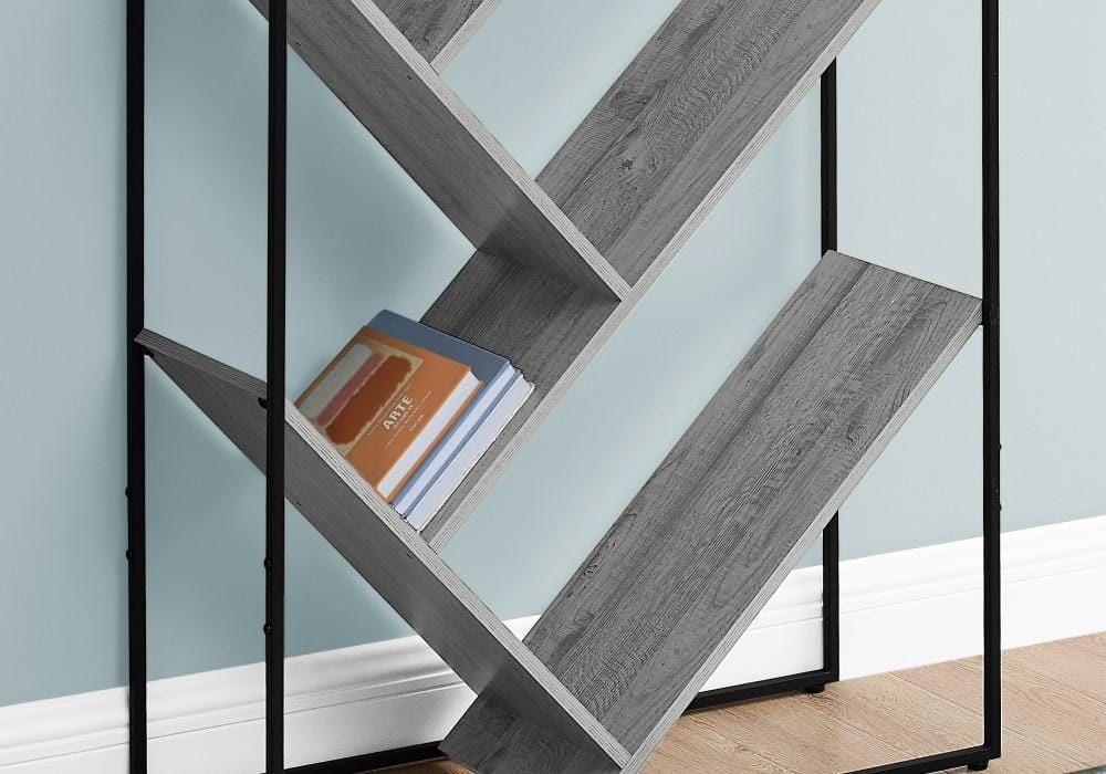 Monarch Specialties - Bookshelf, Bookcase, Etagere, 3 Tier, 60inH, Office, Bedroom, Metal, Laminate, Grey, Black, Contemporary, Modern - I-2200 veiw 3