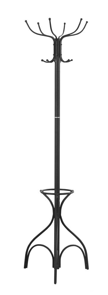 Monarch Specialties - Coat Rack, Hall Tree, Free Standing, 12 Hooks, Entryway, 70inH, Umbrella Holder, Bedroom, Metal, Black, Transitional - I-2031 veiw 2