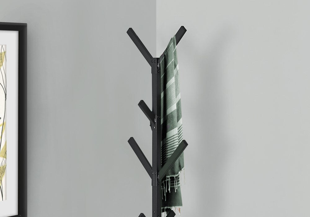 Monarch Specialties - Coat Rack, Hall Tree, Free Standing, 8 Hooks, Entryway, 70inH, Bedroom, Metal, Black, Contemporary, Modern - I-2057 veiw 3