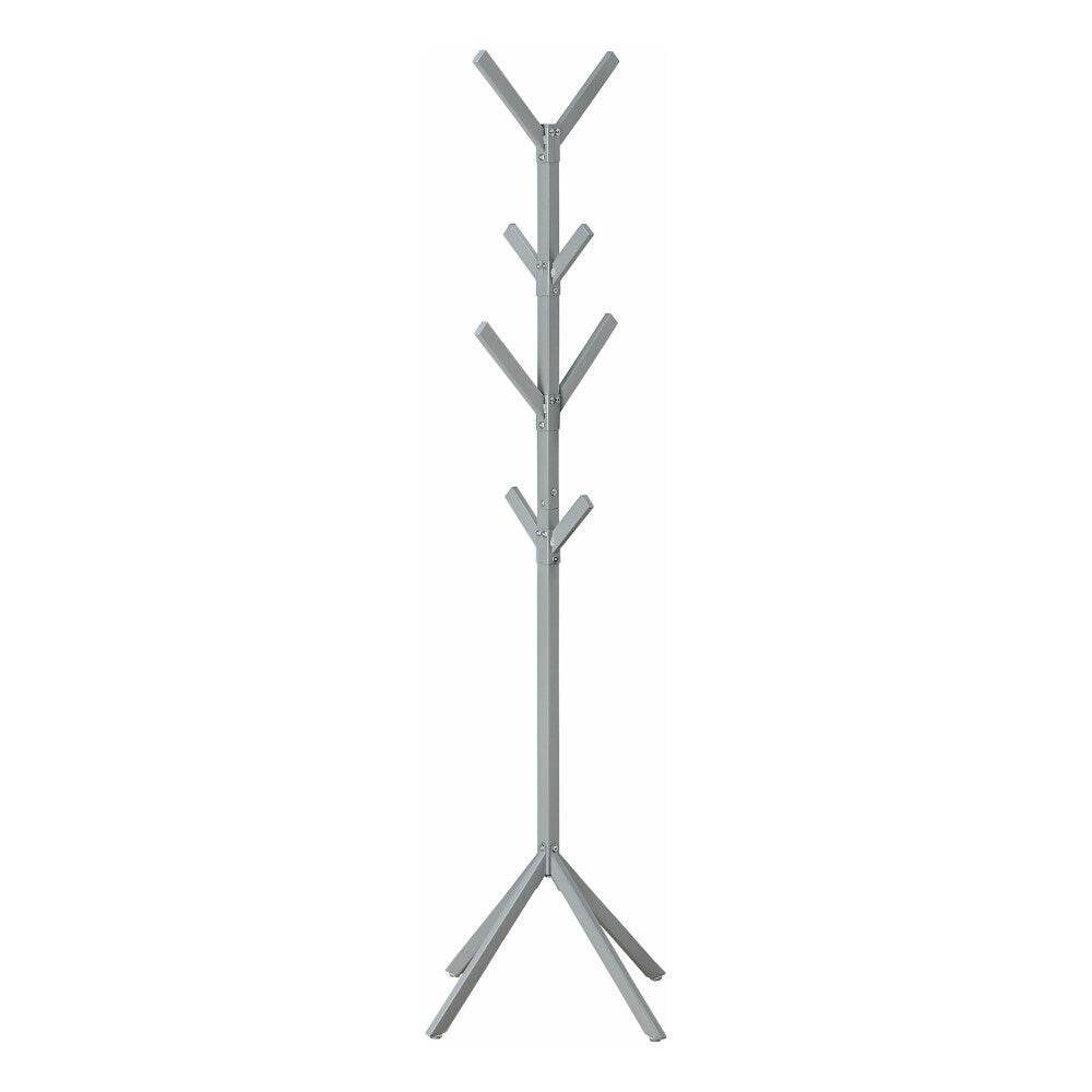 Monarch Specialties - Coat Rack, Hall Tree, Free Standing, 8 Hooks, Entryway, 70inH, Bedroom, Metal, Grey, Contemporary, Modern - I-2058 veiw 1