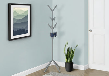 Monarch Specialties - Coat Rack, Hall Tree, Free Standing, 8 Hooks, Entryway, 70inH, Bedroom, Metal, Grey, Contemporary, Modern - I-2058 veiw 2