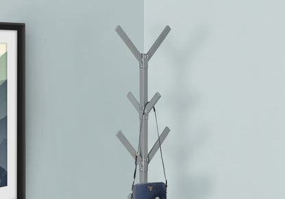 Monarch Specialties - Coat Rack, Hall Tree, Free Standing, 8 Hooks, Entryway, 70inH, Bedroom, Metal, Grey, Contemporary, Modern - I-2058 veiw 3