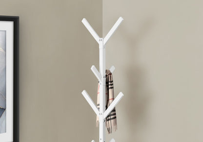 Monarch Specialties - Coat Rack, Hall Tree, Free Standing, 8 Hooks, Entryway, 70inH, Bedroom, Metal, White, Contemporary, Modern - I-2059 veiw 3