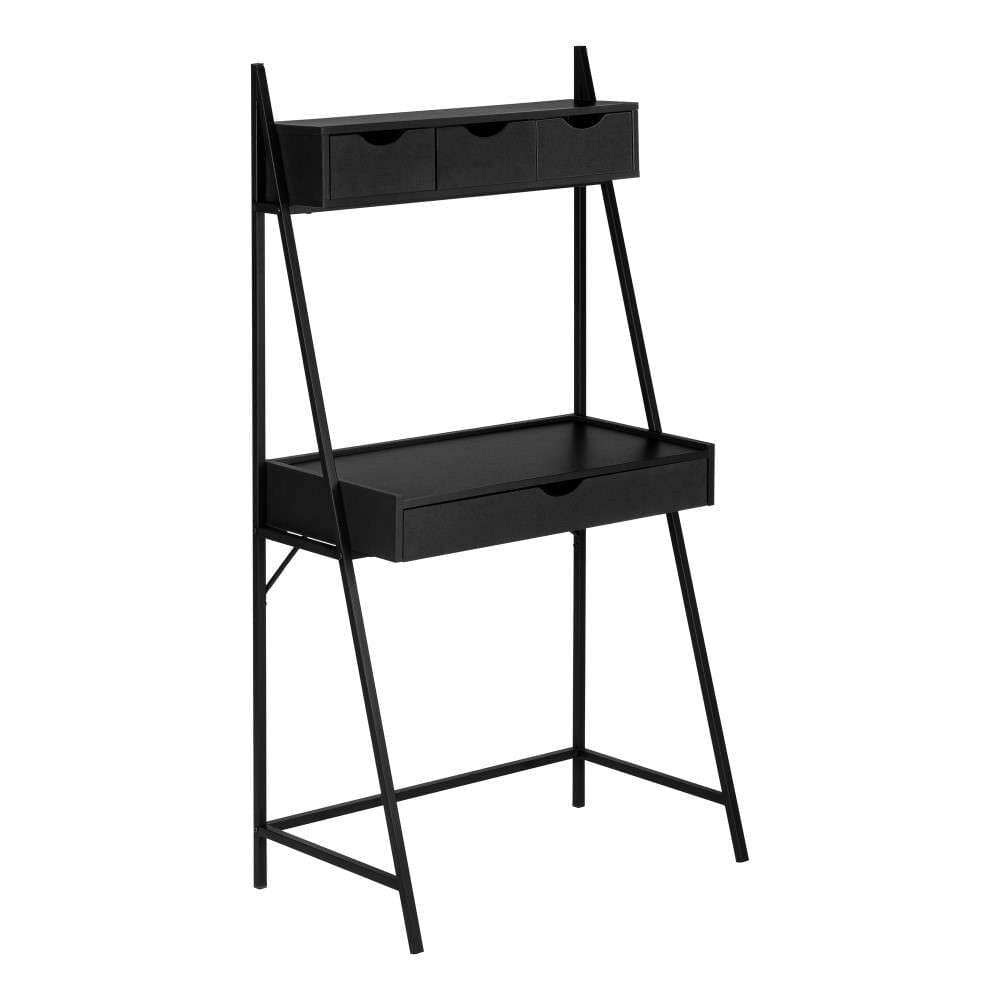 Monarch Specialties - Computer Desk, Home Office, Laptop, Leaning, Storage Drawers, 32inL, Work, Metal, Laminate, Black, Contemporary, Modern - I-7330 veiw 1