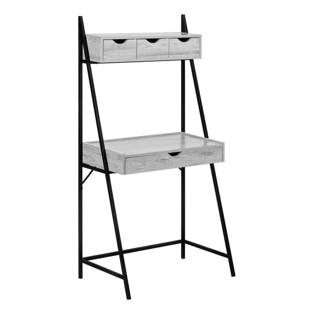 Monarch Specialties - Computer Desk, Home Office, Laptop, Leaning, Storage Drawers, 32inL, Work, Metal, Laminate, Grey, Black, Contemporary, Modern - I-7331 veiw 1