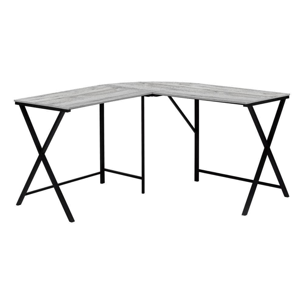 Monarch Specialties - Computer Desk, Home Office, Corner, 55inL, L Shape, Work, Laptop, Metal, Laminate, Grey, Black, Contemporary, Modern - I-7196 veiw 1
