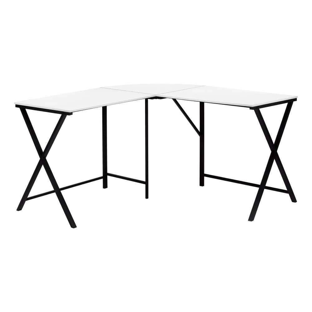 Monarch Specialties - Computer Desk, Home Office, Corner, 55inL, L Shape, Work, Laptop, Metal, Laminate, White, Black, Contemporary, Modern - I-7195 veiw 1