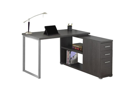 Monarch Specialties - Computer Desk, Home Office, Corner, Left, Right Set-Up, Storage Drawers, L Shape, Work, Laptop, Metal, Laminate, Grey, Contemporary, Modern - I-7135 veiw 2