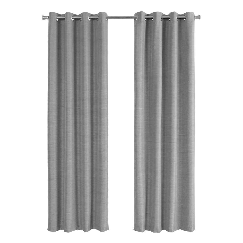 Monarch Specialties - Curtain Panel, 2Pcs Set, 54inW X 95inL, 100% Blackout, Grommet, Living Room, Bedroom, Kitchen, Thermal Insulation, Polyester, Grey, Contemporary, Modern - I-9842 veiw 1
