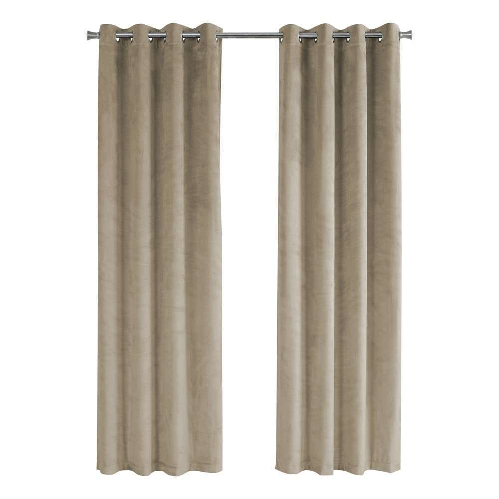 Monarch Specialties - Curtain Panel, 2Pcs Set, 54inW X 95inL, Room Darkening, Grommet, Living Room, Bedroom, Kitchen, Velvet, Polyester, Beige, Contemporary, Modern - I-9821 veiw 1