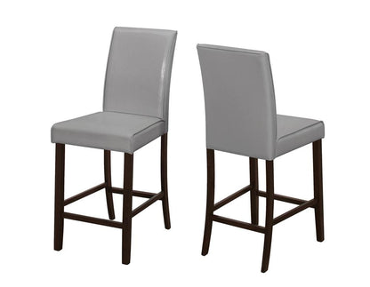 Monarch Specialties - Dining Chair, (Set of 2) Counter Height, Upholstered, Kitchen, Dining Room, Pu Leather Look, Wood Legs, Grey, Brown, Transitional - I-1902 veiw 2