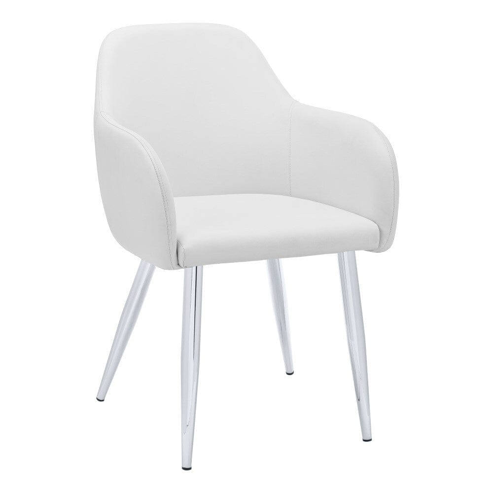 Monarch Specialties - Dining Chair, (Set of 2) Side, Upholstered, Kitchen, Dining Room, Pu Leather Look, Metal, White, Chrome, Contemporary, Modern - I-1190 veiw 1