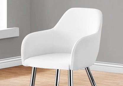 Monarch Specialties - Dining Chair, (Set of 2) Side, Upholstered, Kitchen, Dining Room, Pu Leather Look, Metal, White, Chrome, Contemporary, Modern - I-1190 veiw 3