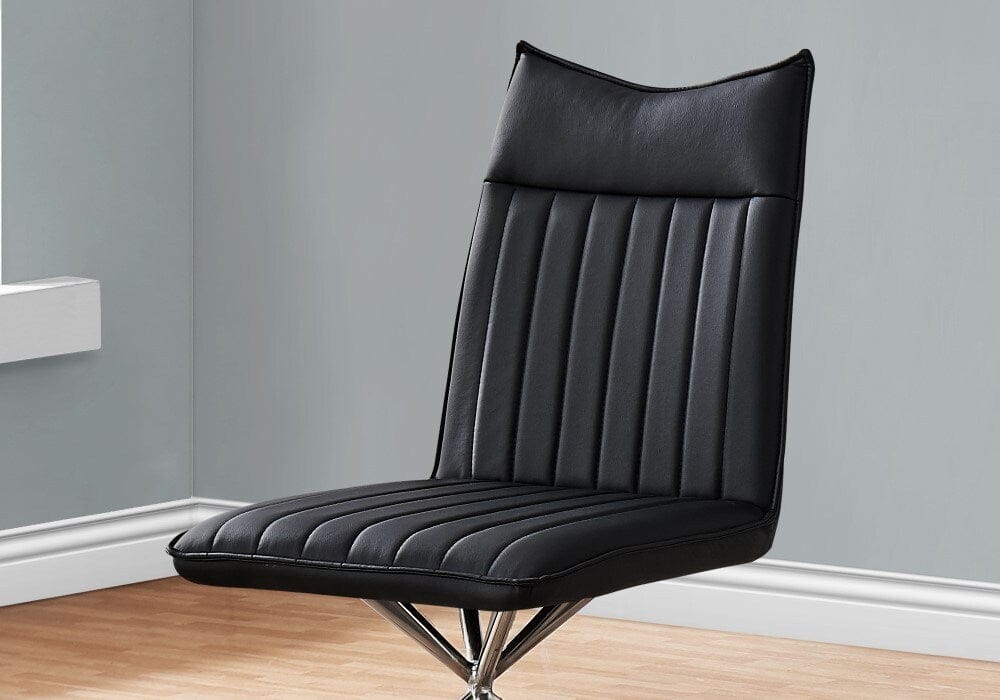 Monarch Specialties - Dining Chair, (Set of 2) Side, Upholstered, Kitchen, Dining Room, Pu Leather Look, Metal, Black, Chrome, Contemporary, Modern - I-1213 veiw 3