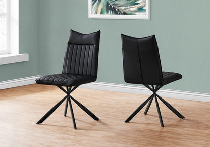Monarch Specialties - Dining Chair, (Set of 2) Side, Upholstered, Kitchen, Dining Room, Pu Leather Look, Metal, Black, Contemporary, Modern - I-1215 veiw 2