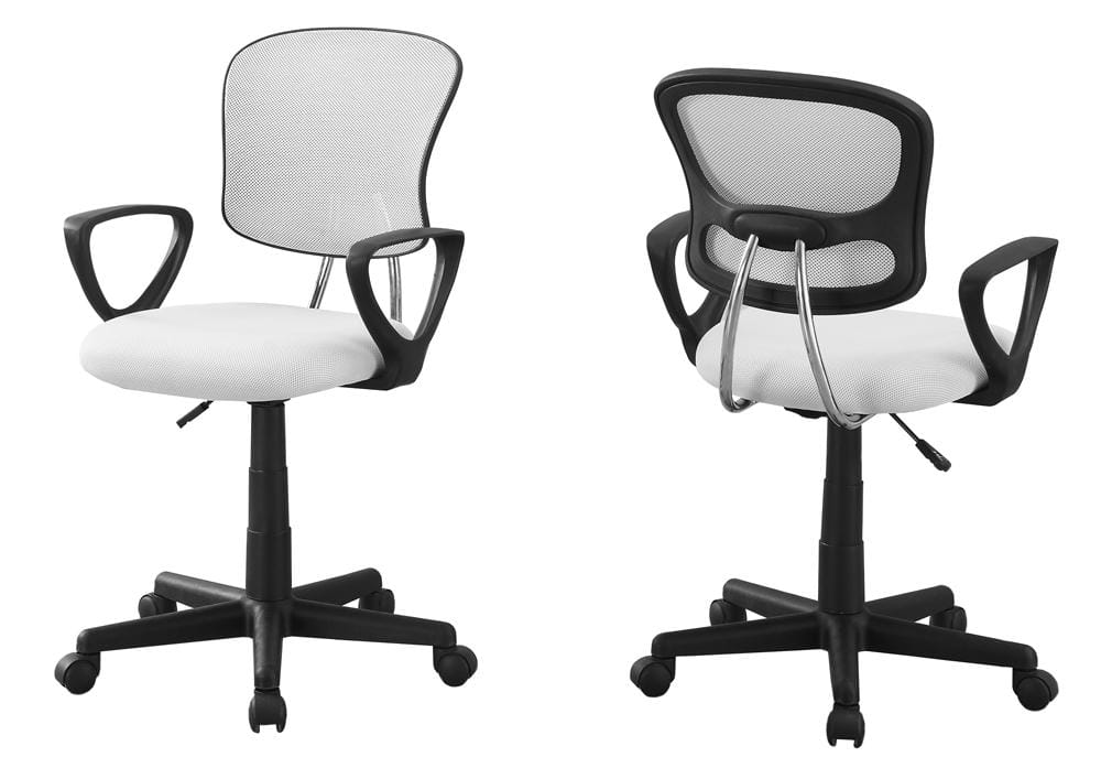 Monarch Specialties - Office Chair, Adjustable Height, Swivel, Ergonomic, Armrests, Computer Desk, Work, Juvenile, Metal, Mesh, White, Black, Contemporary, Modern - I-7261 veiw 1