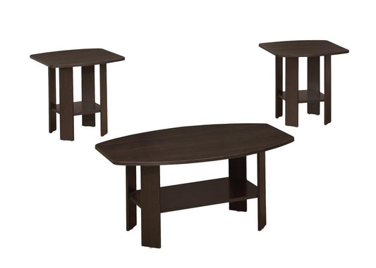 Monarch Specialties - Table Set, 3Pcs Set, Coffee, End, Side, Accent, Living Room, Laminate, Brown, Transitional - I-7924P veiw 2