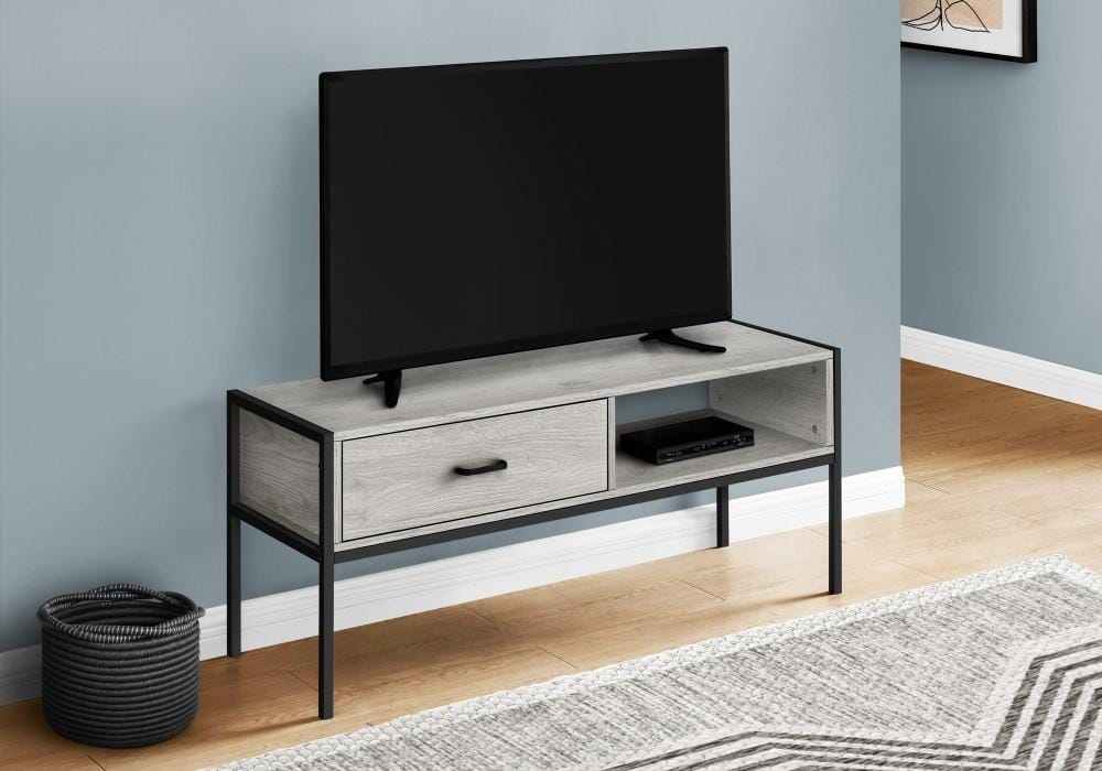 Monarch Specialties - TV Stand, 48 Inch, Console, Media Entertainment Center, Storage Drawer, Living Room, Bedroom, Laminate, Metal, Grey, Black, Contemporary, Modern - I-2875 veiw 2