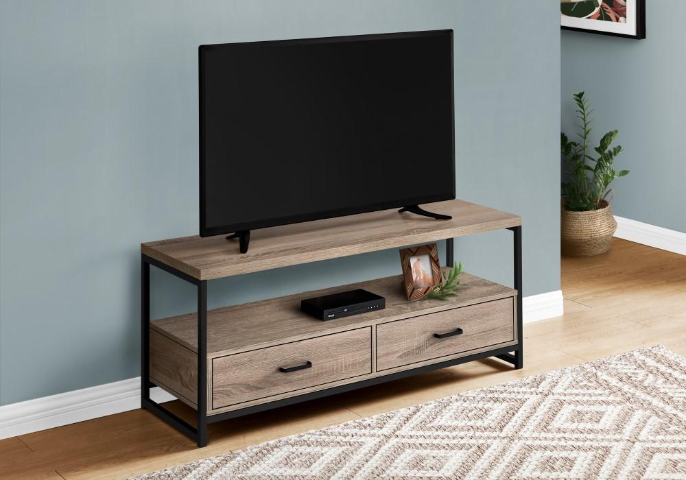 Monarch Specialties - TV Stand, 48 Inch, Console, Media Entertainment Center, Storage Drawers, Living Room, Bedroom, Laminate, Metal, Brown, Black, Contemporary, Modern - I-2872 veiw 2