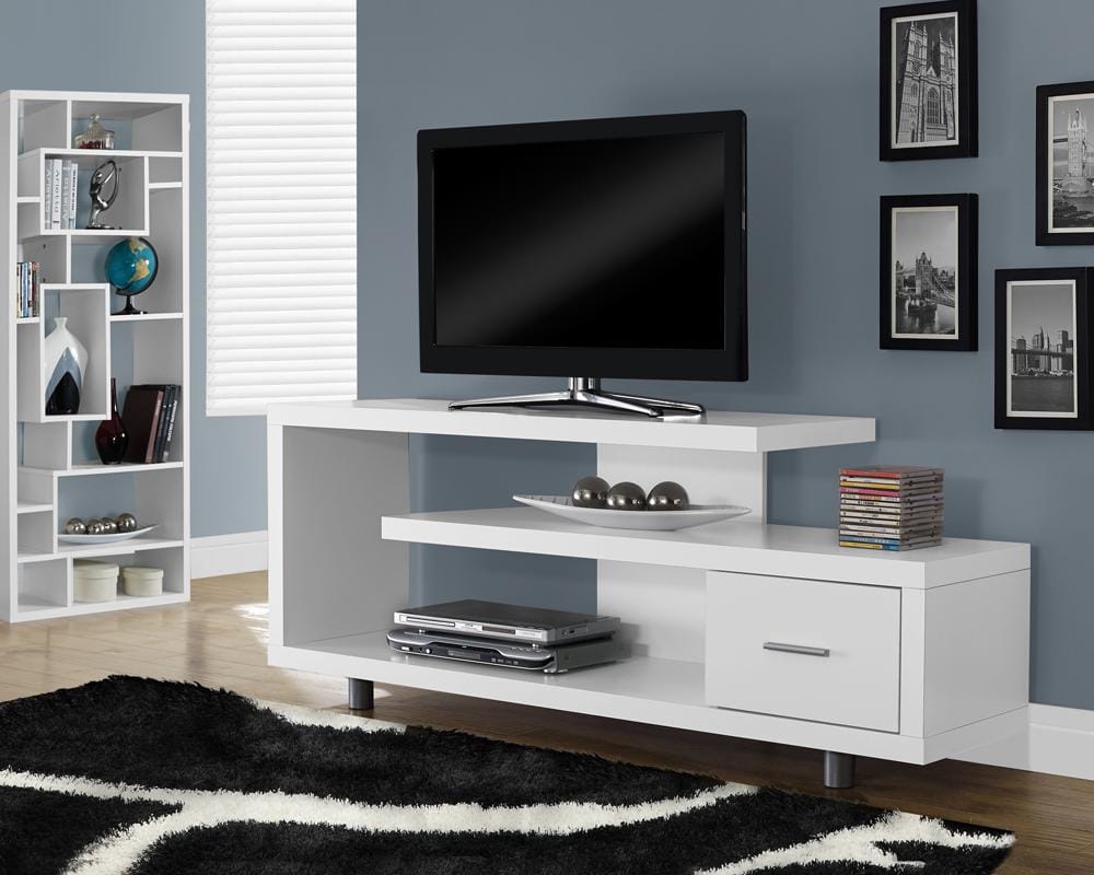 Monarch Specialties - TV Stand, 60 Inch, Console, Media Entertainment Center, Storage Cabinet, Living Room, Bedroom, Laminate, White, Contemporary, Modern - I-2573 veiw 1