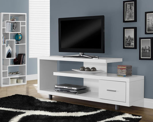 Monarch Specialties - TV Stand, 60 Inch, Console, Media Entertainment Center, Storage Cabinet, Living Room, Bedroom, Laminate, White, Contemporary, Modern - I-2573 veiw 1