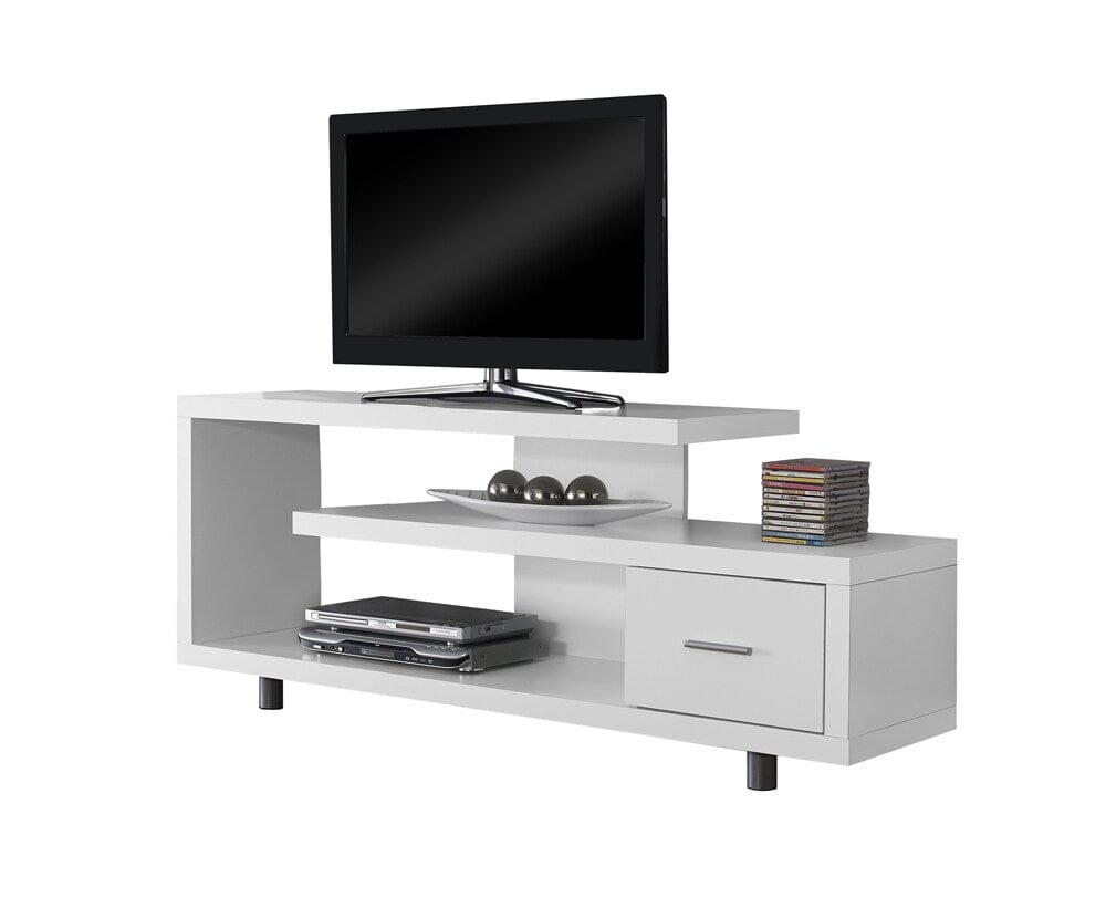 Monarch Specialties - TV Stand, 60 Inch, Console, Media Entertainment Center, Storage Cabinet, Living Room, Bedroom, Laminate, White, Contemporary, Modern - I-2573 veiw 2
