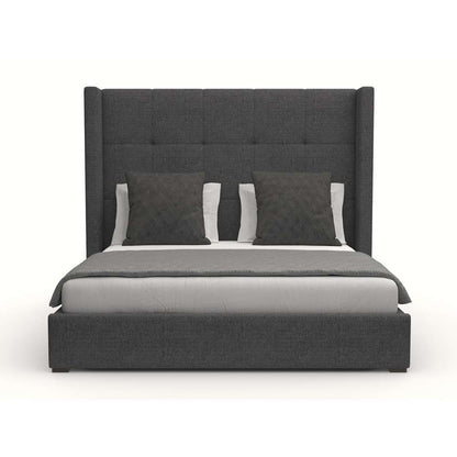Nativa Interiors - Aylet Button Tufted Upholstered Medium King Charcoal Bed - BED-AYLET-BTN-MID-KN-PF-CHARCOAL veiw 1