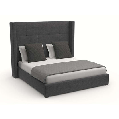 Nativa Interiors - Aylet Button Tufted Upholstered Medium King Charcoal Bed - BED-AYLET-BTN-MID-KN-PF-CHARCOAL veiw 2