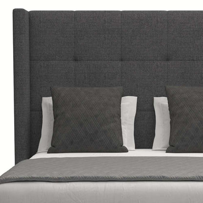 Nativa Interiors - Aylet Button Tufted Upholstered Medium King Charcoal Bed - BED-AYLET-BTN-MID-KN-PF-CHARCOAL veiw 3